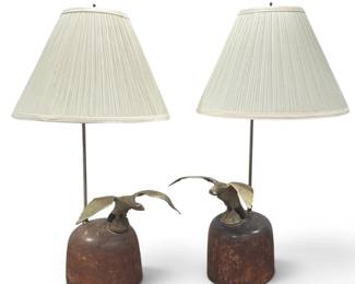Folk Art Eagle Hat Mold Table Lamps