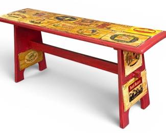 POPS CASEY Folk Art Cigar Box Bench