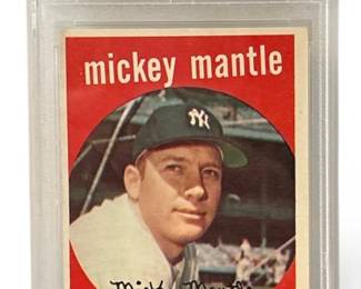 Authentic 1959 TOPPS MICKEY MANTLE #10 Baseball Card, PSA 4 VG-EX Graded