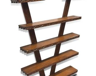 Scandinavian Carved Wood Wall Shelf