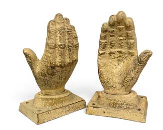 Cast Metal Prayer Hand Bookends/Sculptures