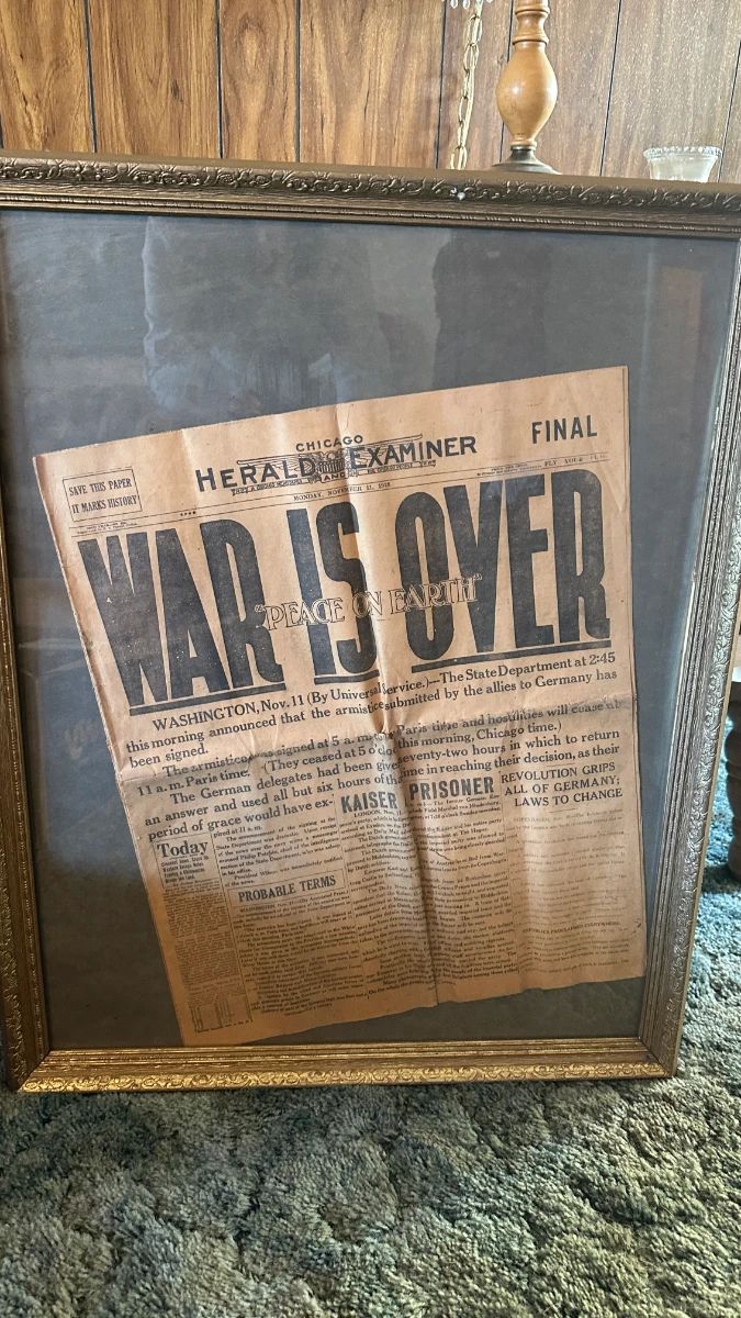 Newspaper announcing WW1 is over from 1918!