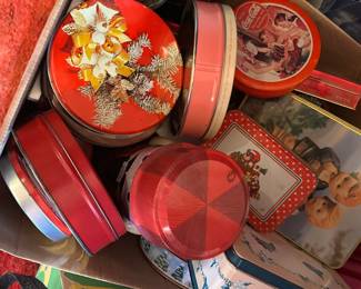 a couple boxes of old tins