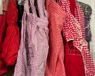 large collection of vintage aprons