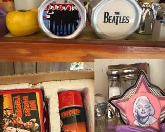 Salt and Pepper collection including The Beatles, Roy Rogers and Marilyn