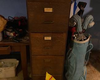 vintage wooden filing cabinet
