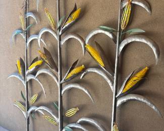 Custom, large-scale lighted metal corn stalk sculpture