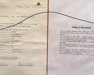 Pablo Picasso, "Toros" Lithograph Printed 1990 - I 30/250 with Cert of Authenticity