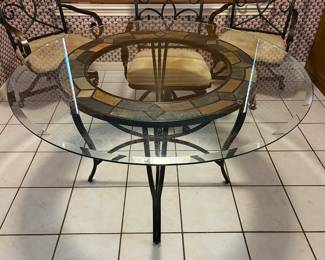 Hillsdale Furniture Pompeii Collection 7-pc dining set with colored slate mosaic tile decoration