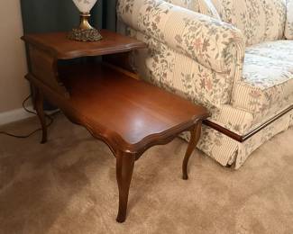 Pair of French provincial style step-back side tables