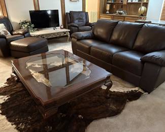 Natuzzi Italsofa leather furniture collection including sofa, two recliners and ottoman