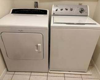2007 Whirlpool washing machine and 2022 Whirlpool Cabrio electric dryer, in good working condition