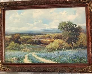 Texas bluebonnet landscape by Robert Wood, framed print