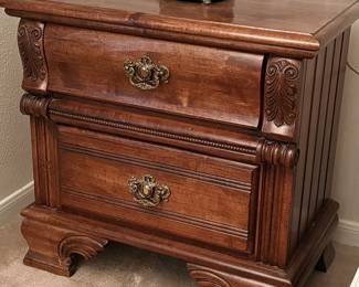 Pair of Kincaid traditional solid maple bedside cabinets, like new
