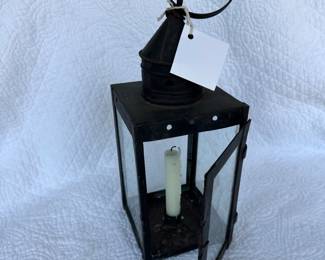 Antique tin and glass lantern