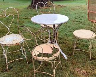Antique ice cream parlor set