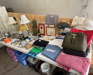 Lamps, dishes, purses, etc