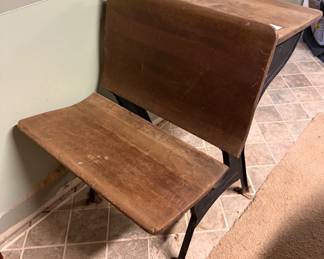 Vintage industrial cast iron and wood desk