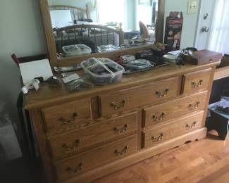 Dresser with mirror, part of 5 piece set