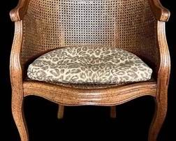 Vintage French Louis XV Caned Barrel Armchair - Fauteuil De Bureau