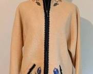 Women's Sweater - Icelandic Design Embroidered Zip-Front Jacket Size L