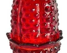 Fairy Lamp - Vintage Fenton Hobnail Cranberry Red Glass