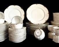 China Dinnerware Set - Vintage Haviland France White & Gold 86pc