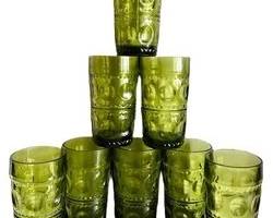 Vintage Glass Tumblers - Indiana Glass King's Crown Pattern (Lot of 8)