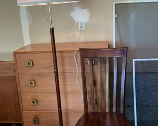 Lot 178: MCM Inspired Floor Lamp, Nice Wood Chair