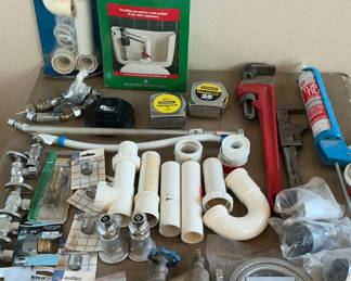 Lot 35: Assorted Plumbing Fittings, Pipes, and Tools