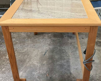 Lot 182: Solid Oak, Granite top Work Table