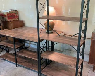 Lot 177: Wood Grain Metal Shelving