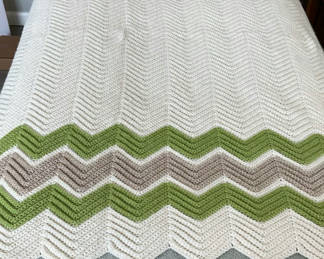 Lot 144: Three Hand Knit Throws, King Size Fleece Blanket