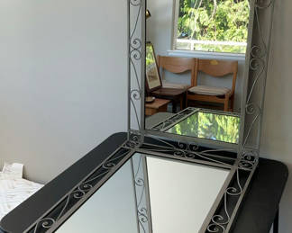 Lot 156: Pair Of Silver Toned Metal Framed Wall Mirrors