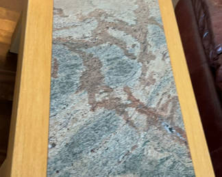Lot 18: Rolling Oak Coffee Table, Granite Center
