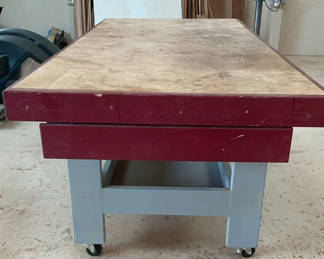 Lot 101: Home Built Powered Wheeled Work Bench With Two Drawers