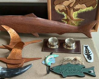 Lot 109: Wood and Copper Animal Decor
