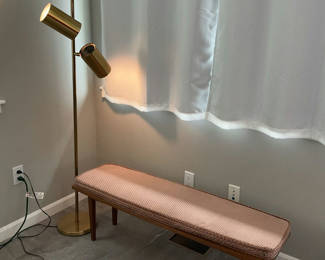 Lot 140: Mid-Century Modern Bench, Floor lamp