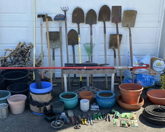 Lot 134: Garden Tools, Plant Pots, and Supplies