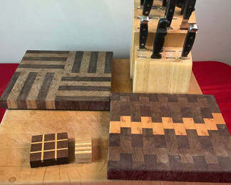 Lot 57: Thick Wood Cutting Boards, Cutlery