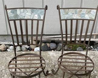 Lot 128: Wrought Iron Patio Chairs