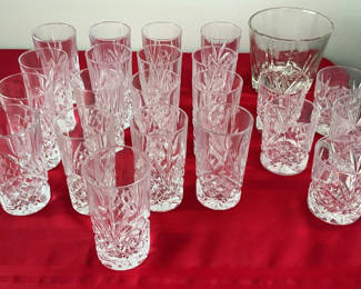 Lot 51: Cut-glass tumblers and highball glassed, ice-bucket
