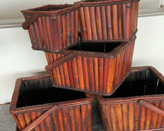 Lot 29: 5 Bamboo Baskets With Handles