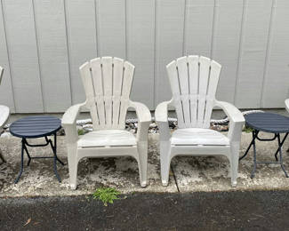 Lot 122: Adirondack Style Chairs and Side Tables