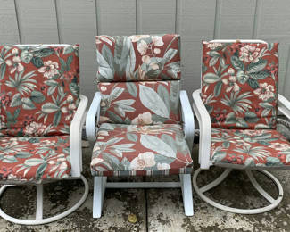 Lot 120: White metal Lawn Chairs with cushions