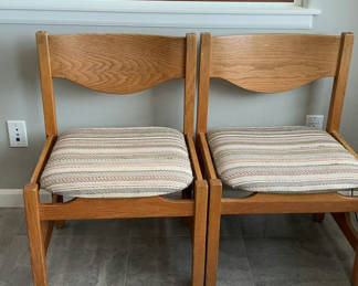 Lot 149: Two Handmade Solid Oak Extra Wide Chairs