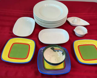 Lot 58: Dansk handpainted dinnerware with colorful square plates