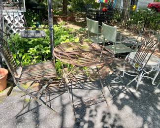 Iron Folding Table w/Two Chairs