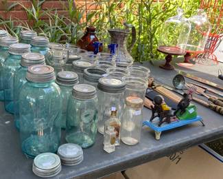 Blue Jars w/Zinc Lids & Freezer Jars