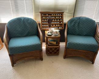Rattan club chairs and side table. Sofa not photographed.